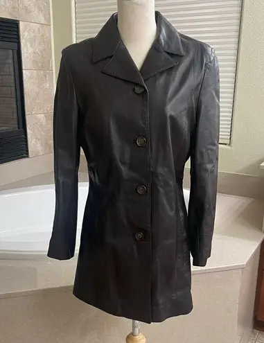 Por Santa Maria Sz 40 Italy Vintage Fine Leather CHOCOLATE Brown Women’s Coat:
