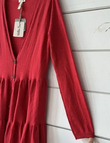 Matilda Jane Brilliant Daydream Love Me Tender Cardigan Sweater Red Small NEW