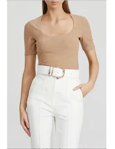 Women's Acler Highfield Scoop Neck Top in Nougat size US 4 Quiet Luxury Brown