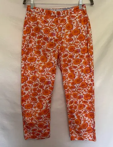 Tommy Hilfiger Vintage  Floral Crop Womens Pants Sz 2 Orange Tropical 2001