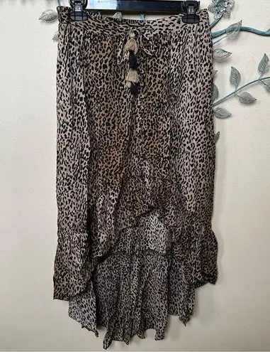 Z&L Europe high low leopard print mob wife maxi skirt Sz S NWOT Brown