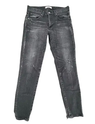 Moussy Vintage Velma Skinny Black Wash Gray Distressed Cropped Denim Jeans 26