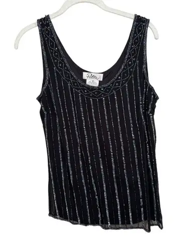 Vintage Beaded Cardigan and Tank Top Set by Patra Black Size 8