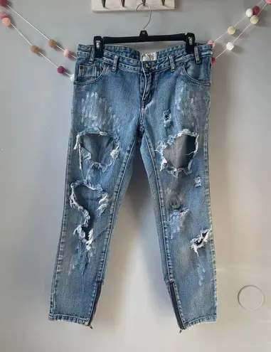 One Teaspoon  Cobain Trashed Freebirds Jeans with Ankle Zipper