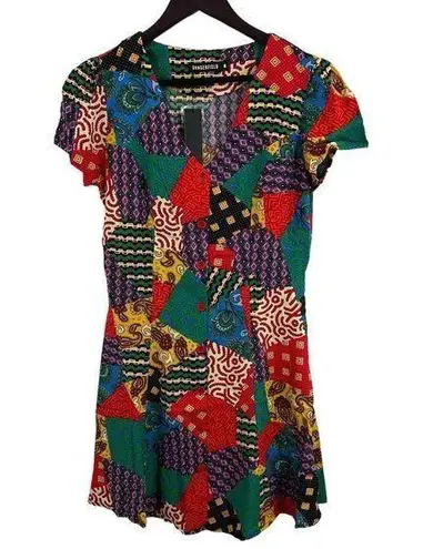Dangerfield Patchwork Mini Dress Retro Vintage Inspired Floral Paisley Sz 4 New