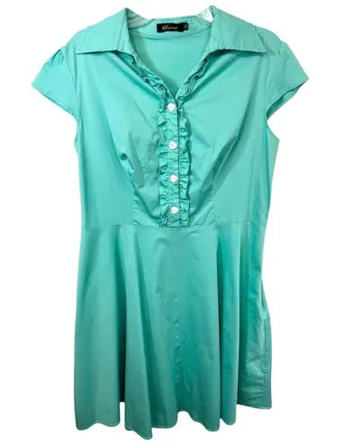 Wedtrend 3XL Dress Teal Green Ruffle Heart Button Flare Shirt Dress Kawaii 906 Size undefined