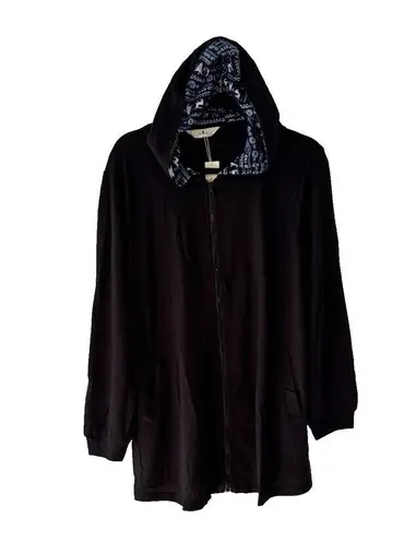 Agnes Orinda Full Zip Up Hoodie Fair Isle Jacket Black 1X