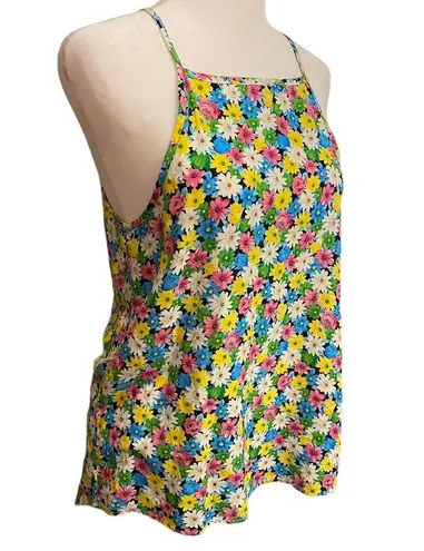 Modcloth  Young Threads Tank Floral Camisole Top Square Neck Green Blue Size S