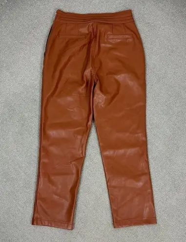 7 For All Mankind  Crossover Waist Faux Leather Crop Pants Chestnut Brown Medium