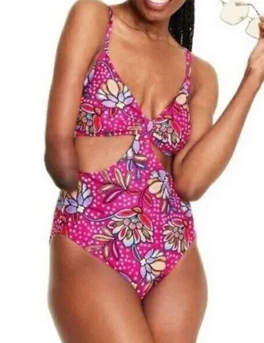 Tabitha Brown x Target Pink Floral One Piece Cutout Swimsuit Swim Suit XXS new