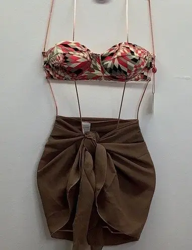 Red Carter  Strapless Padded Underwire Bikini Top Size XS & Zuliana Sarong New