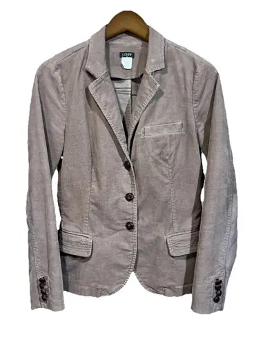 J Crew Corduroy Y2K Blazer Jacket Women's Small Beige Tan Preppy Stretch Boho