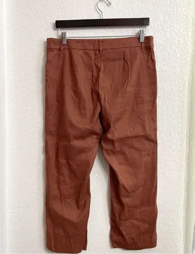 J.Jill  Womens Pants Brown Linen Stretch Cropped Flat Front Classic Size 12