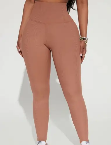 LA Society Mocha Ribbed High Waist Leggings
