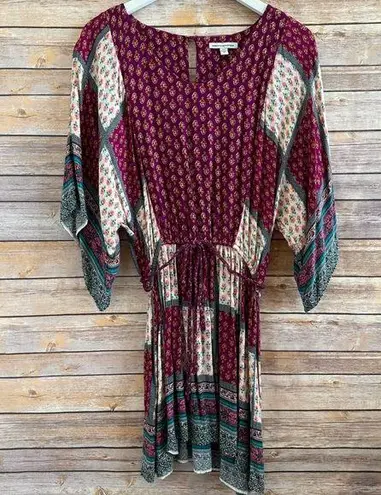 American Eagle  Boho Patchwork Multi Print Mini Dress Size Small thumbnail 1