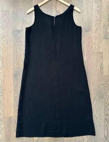 Donna Karan DKNY Pure 100% Linen Sleeveless Scoop Neck Shift Dress in Black Size Medium