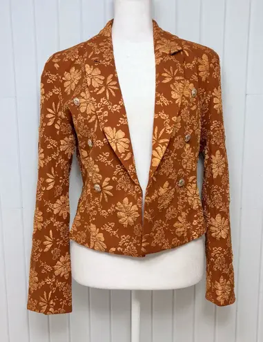 Elegant Floral Burnt Orange Blazer Size M New Size M