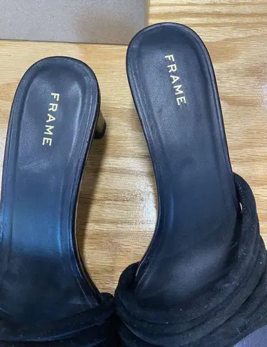 Frame Slide Sandals Women's 7 Black Suede Slip-On Block Heel Formal Open Toe S51