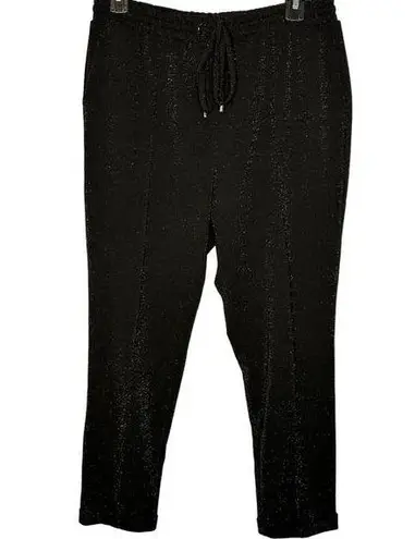 Imperial Black Sparkle High Rise Ankle Drawstring Straight Jogger Pants Medium