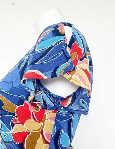 Rokoko Wrap Floral Maxi Dress SMALL Blue Split front Short Sleeve NEW