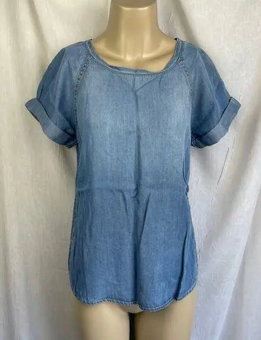 Life in Progress π Light Blue Denim Chambray T-shirt Smock Shirt Forever 21 XS