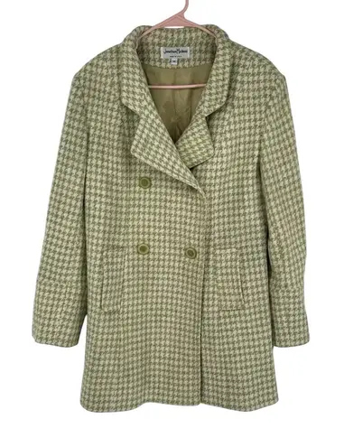 Vintage Jonathan Michael wool tweed long coat Green Size 14 Houndstooth