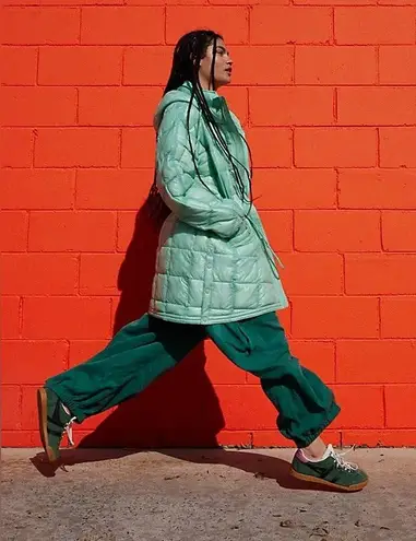 NWT Free People Movement Patricia Packable Puffer In Misty Green Blue