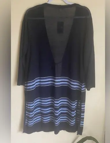 J Jill Cardigan Womens Size Large L Blue Striped Linen Blend Sweater NWT