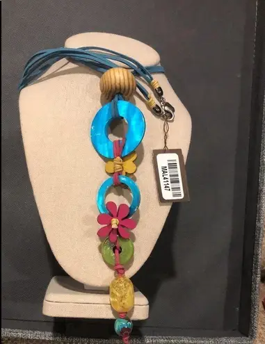 TRESKA Modern Abstract Multicolor MultiMedia Necklace NWT