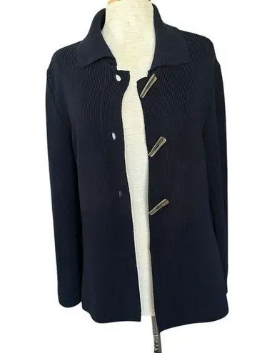 Saint James Pure Wool Knit Navy Cardigan Sweater Big Button Women’s US 6 UK 10 Blue