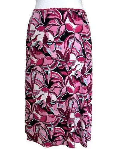 Y2K Patterned Skirt Size M Pink 2000s Vintage Floral Print Size M