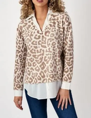 Nordstrom Cheetah leopard print neutral sweater top - Image 1