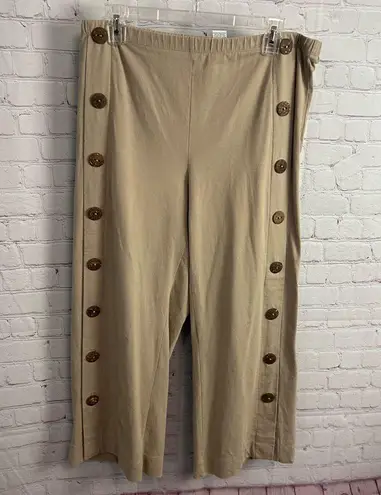 Soft Surroundings boho retro chic wide leg cropped pants size medium tan