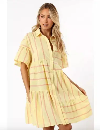 Petal and Pup Yellow Pink Stripe Peachy Mini Dress XS