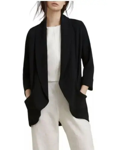 Aritzia  Wilfred Chevalier Black Blazer Size 2 Open Front Quarter Sleeve Jacket