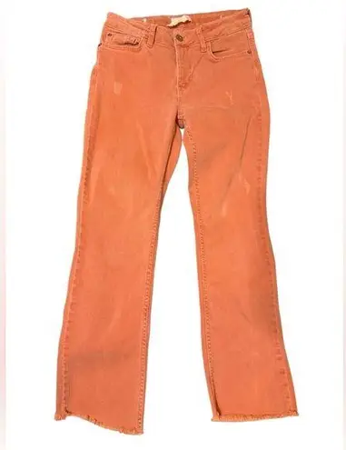 Pilcro by Anthropologie High Rise Bootcut in Rust Orange Distressed Jeans Sz 26