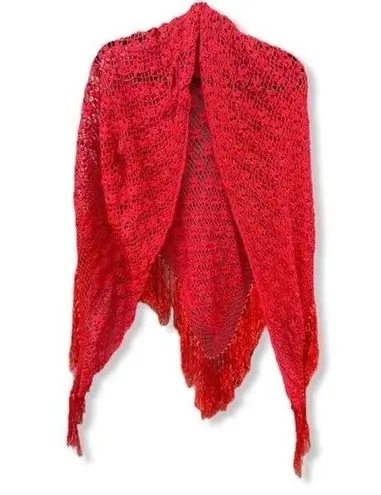 Crocheted Cape Wrap Red Size undefined