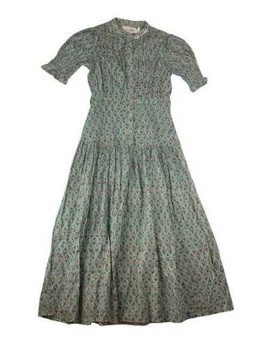 Daughters of India women's XS extra small prairie sage Green Puff Sleeve dress