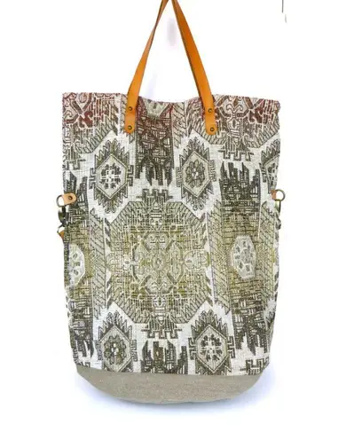 Tapestry Carpet Tote Bag Satchel Purse Faux Leather Large Tall Boho Ethnic