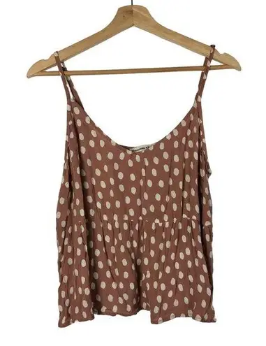 Abercrombie & Fitch Abercrombie & White Mauve Pink Polka Dot Trapeze Cami Tank Top L