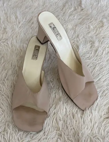 DIESSE Beige Square Toe Heeled Mules Slides Women's Designer Shoes Size 10 Tan