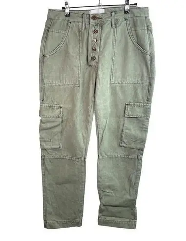 One Teaspoon ‎ Olive Straight Leg Cargo Utility Pant With Exposed Button Fly