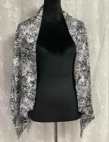 Dennis Basso Dennis by Zebra Animal Print Satin Black White Wrap Scraf Shaw NWOT
