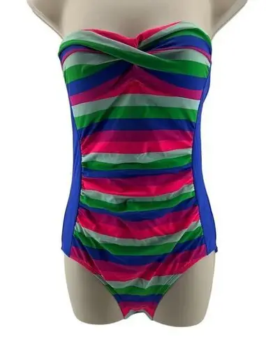 Boden Bandeau One Piece Swim Suit Colorful Stripe Womens Size 4