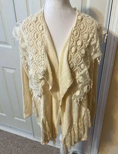 Double Zero Boho Cardigan from  Women’s Size Small Ivory Cream Off White