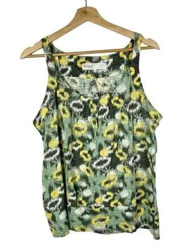 Carve Designs Green & Yellow Printed Scoop Neck Tank Top M