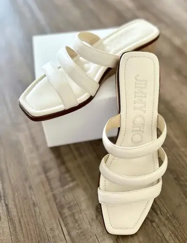 Jimmy Choo Athenia Wedge Sandals in Ivory, Women’s Size 38 (7.5 US) Leather