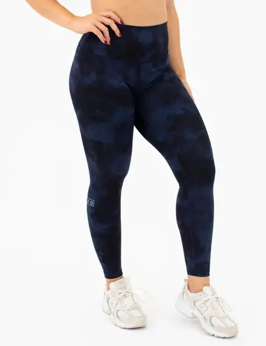 Fleo El Toro 25" Leggings Womens L Heather Navy Clouds High Rise Sporty Gym Yoga Blue Size L