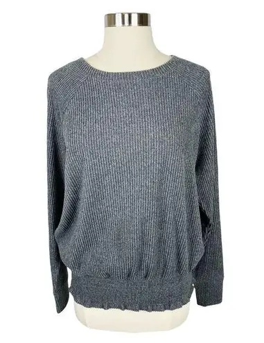 Nine West  Charcoal Gray Ribbed Crewneck Pullover Sweater