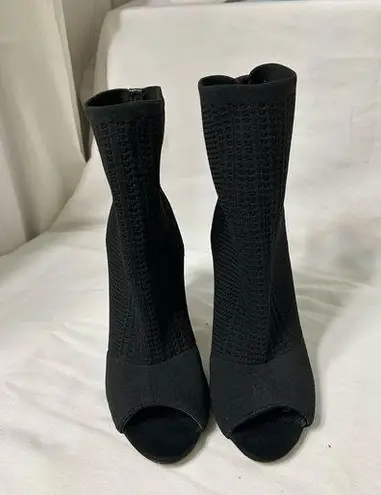 Catherine Malandrino Women’s Shoes Heels Stretch Peep Toe Black Booties Sz 8